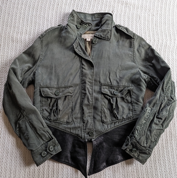 Dakota Collective Women's Jacket Green Women's Medium Button Front Shell Tencel - Picture 1 of 10